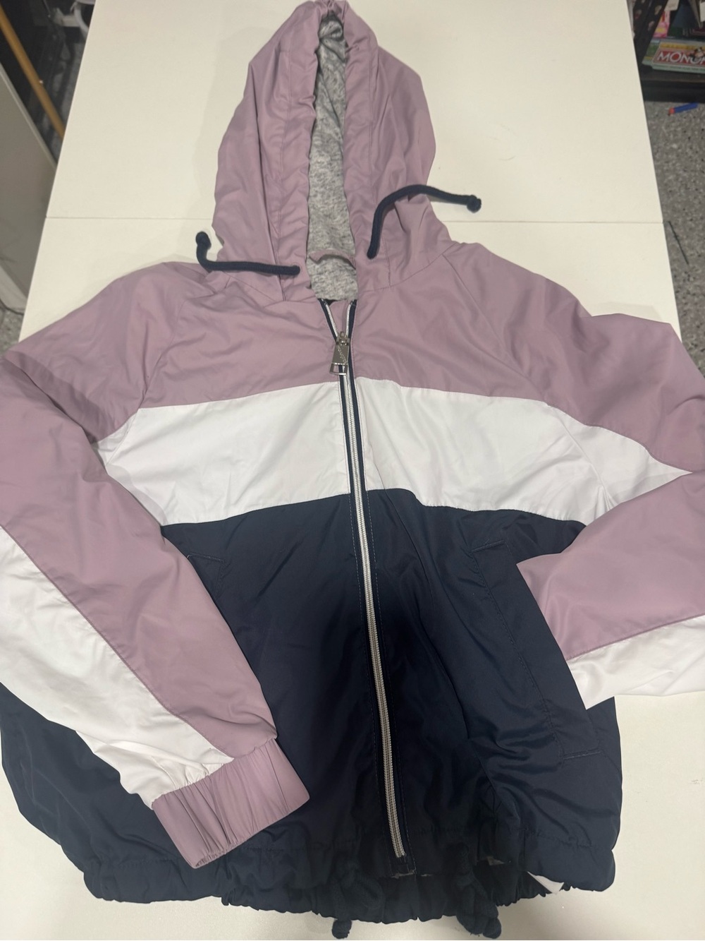 Hollister Colorblock Windbreaker Jacket Mauve White Navy Size M